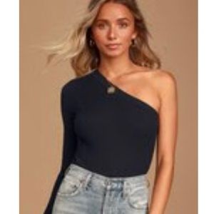 Lulus Ribbed One Shoulder Sweater Top